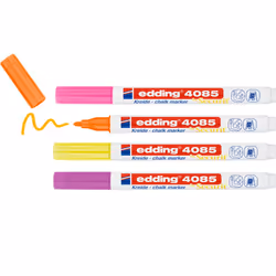 Edding 4085 Neon Set evidenziatore in gesso Capocorda Arancione, Rosa, Viola, Giallo 4 pz - Vista aggiuntiva 2