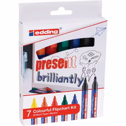 Edding Colourful Flipchart Kit marcatore permanente Combinata Nero, Blu, Verde, Arancione, Rosso, Giallo 7 pz