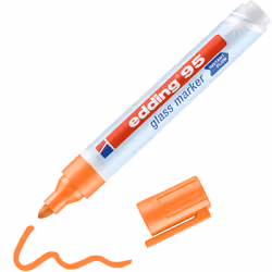 Edding 95 Glass, 1 pz, Arancione, Tipo di punta, Arancione, Bianco, Plastica