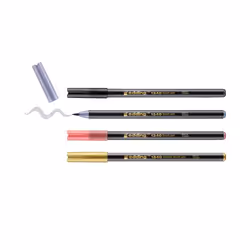 Edding 1340, 4 colori, Nero, Oro, Grigio, Punta del pennello, 6 mm, Multicolore, Rotondo