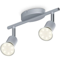 B.K.Licht Faretti LED da soffitto orientabili, include 2 lampadine GU10 da 3W, luce calda 3000K, plafoniera LED moderna da soffitto, corpo in metallo