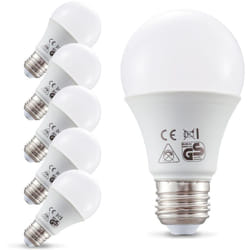 Lampadine led luce calda, sostituzione alogene da 75W, attacco E27, confezione da 5, 9W, 806 Lumen, 2700 Kelvin, luci a goccia per plafoniere e