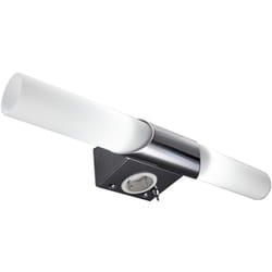 B.k.licht - Mithra, Luce led da specchio, lampada da muro per bagno con 2 lampadine E14 incluse, luce calda 3000K, 2x470Lm, corpo metallo cromato e