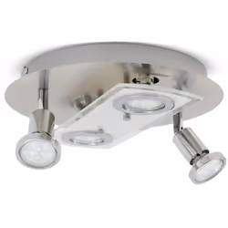 Plafoniera Orion LED con 2 spot fissi e 2 orientabili Con i suoi quattro spot, la moderna plafoniera Orion offre una splendid ...