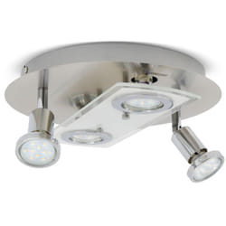 B.k.licht - Lampada da soffitto Ø29 cm - 12W, 1000lm, led, orientabile, bianco caldo, nichel opaco