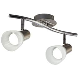 Plafoniera led con 2 faretti orientabili, include 2 lampadine da 5W E14, lampada da soffitto per soggiorno, sala o camera da letto, metallo color