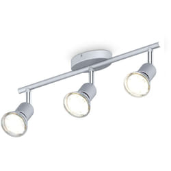 B.k.licht - Plafoniera led orientabile, include 3 lampadine led GU10 da 3 w, 250 lm, luce calda, metallo color titanio, faretto da soffitto led,