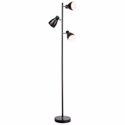 La lampada da terra in metallo con 3 punti luce ha un look retrò e colore principale nero opaco. I 3 paralumi possono essere ...