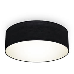 Plafoniera in tessuto nero, attacco per lampadina E27 non inclusa, Lampada da soffitto diametro 30cm, Lampadario moderno per salotto o camera da