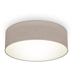 Plafoniera in tessuto, Lampada da soffitto diametro 30cm color grigio-talpa, attacco per lampadina E27 non inclusa, Lampadario moderno per salotto o