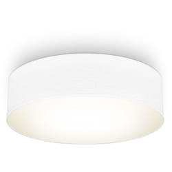 Plafoniera in tessuto bianco, attacco per 2 lampadine E27 non incluse, Lampada da soffitto diametro 38cm, Lampadario moderno per salotto o camera da
