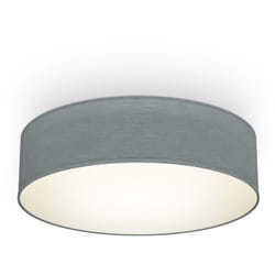 Plafoniera in tessuto grigio, attacco per 2 lampadine E27 non incluse, Lampada da soffitto diametro 38cm, Lampadario moderno per salotto o camera da