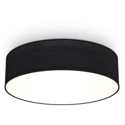 Plafoniera in tessuto nero, attacco per 2 lampadine E27 non incluse, Lampada da soffitto diametro 38cm, Lampadario moderno per salotto o camera da