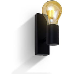 Lampada da parete orientabile in metallo nero, adatta per 1 lampadina E27 non inclusa max. 60W, applique da muro per salotto o sala, faretto stile