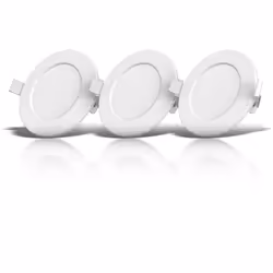 B.K.Licht Faretti LED da incasso ultrapiatti per bagno, set di 3, LED integrati 6W, foro Ø100mm, luce calda 3000K, 450Lm, far ...