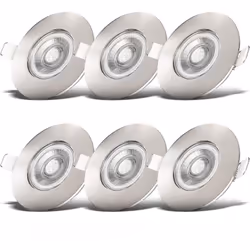B.K.Licht I Set di 6 faretti da incasso per bagno a LED I Ultra piatto 25 mm I Foro Ø68 mm I Ø90 mm I Nickel opaco I 6 x 4,9 ...