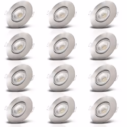 B.K.Licht Faretti LED da incasso ultrapiatti orientabili, LED integrati 5W, foro Ø68mm, luce calda 3000K, 460Lm, set di 12 fa ...