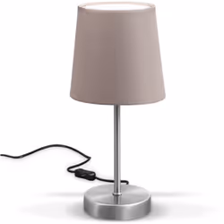 B.K.Licht LED lampada da tavolo I lampada in tessuto taupe, nichel opaco I E14 I lampada da tavolo I lampada da comodino con  ...