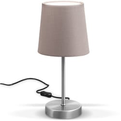 B.K.Licht Lampada da comodino, Lampada da tavolo con paralume in tessuto color grigio-talpa, adatta per lampadina E14 non inclusa max 25W, alta