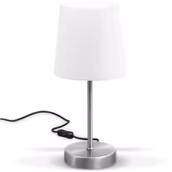 B.K.Licht LED lampada da tavolo I lampada in tessuto bianco, nichel opaco I E14 I lampada da tavolo I lampada da comodino con ...