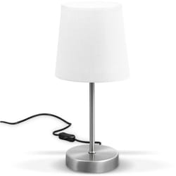 B.k.licht - Lampada da comodino, Lampada da tavolo con paralume in tessuto bianco, adatta per lampadina E14 non inclusa max 25W, altezza 30.8cm,