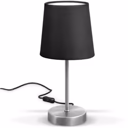 B.K.Licht LED lampada da tavolo I lampada in tessuto nero, nichel opaco I E14 I lampada da tavolo I lampada da comodino con i ...