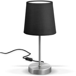 B.k.licht - Lampada da comodino, Lampada da tavolo con paralume in tessuto nero, adatta per lampadina E14 non inclusa max 25W, altezza 30.8cm,