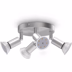 Orientabile: la plafoniera color nickel opaco ha 4 punti luce LED ruotabili e inclinabili. È così possibile direzionare il fa ...