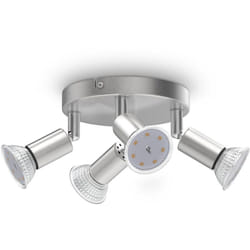 Plafoniera con Faretti led da soffitto orientabili, Luce calda, include 4 lampadine GU10 da 3W, 250Lm, diametro 18cm, lampada da soffitto moderna in