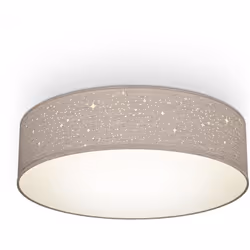 B.K.Licht I Lampada da soffitto in tessuto I 38 cm I Taupe I 2 luci E27 I Tessile cielo stellato I Rotonda I Lampada da camer ...