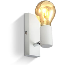 Lampada da parete orientabile in metallo bianco, adatta per 1 lampadina E27 non inclusa max. 60W, applique da muro per salotto o sala, faretto stile