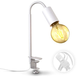Lampada da lettura orientabile con interruttore a cavo i morsetto a vite i E27 i lampada a morsetto a 1 fiamma i metallo i bianco - B.k.licht