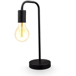 B.k.licht - Lampada da tavolo retrò, attacco per lampadina E27 non inclusa, interruttore sul cavo, abat-jour da comodino in metallo nero opaco,