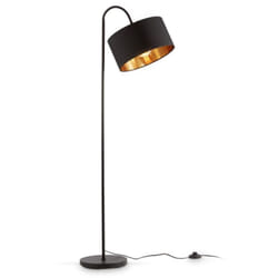 B.k.licht - Lampada da terra con paralume orientabile nero-oro, attacco per lampadina E27 non inclusa, piantana retro con interruttore a pedale,