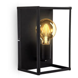 Lampada da parete o soffitto, attacco per lampadina E27 non inclusa, Plafoniera in metallo nero opaco, 262x172x140 mm, applique rettangolare con 1