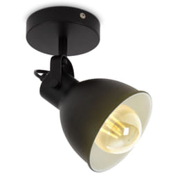 B.k.licht - lampada da parete retrò, orientabile, attacco per lampadina E27 non inclusa, applique vintage industriale, faretto da muro nero-bianco