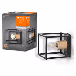 Lampada da parete Ledvance Decor Nairobi 1xE27 max 15W nero legno - LUM759145 Lampada da parete in metallo e legno -Potenza m ...