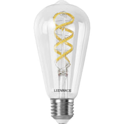 Ledvance - smart+ wifi LED-Lampe, Weißglas, 4,8W, 470lm, Edison-Form mit 64mm Durchmesser & E27-Sockel, regulierbares Farb- & Weißlicht, dimmbar,