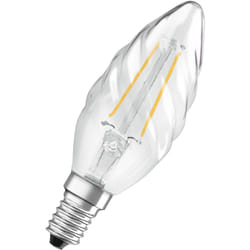 Led Superstar Classicfilamento nella classica forma di mini candela attorcigliata, vetro trasparente senza piombo, 2,8 w, 250 lm,(2700 k), e 14,