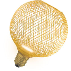 Lampada piatta decor led in metallo in plastica satinata in oro da 125 mm in bianco caldo (2700 k), 3,5 w / 300 lm e attacco E27, non è dimmerabile e