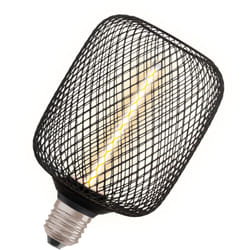Decor led quadrato con filamento in paglia, 3,5 w, 110 lm/1800 k, bianco caldo accogliente 818, vetro senza piombo nero trasparente, con filettatura
