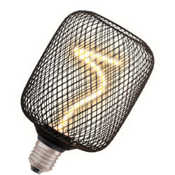 Decor led quadrato con filamento a spirale in vetro senza piombo nero trasparente nell'accogliente bianco caldo 1800K, dimmerabile, con attacco a