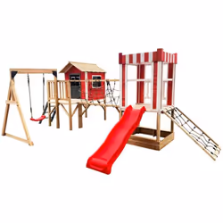Specifiche del prodotto: Legno di pino massiccio non trattato Parco giochi (L x P x A): 555 x 340 x 215 cm Peso totale sul pa ...