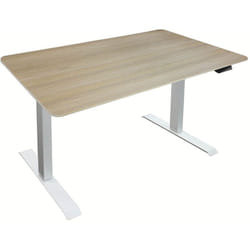HOME DELUXE - Scrivania ad altezza elettrica LUMINA Colore: Bianco - Marrone, Dimensioni: 120 x 60 cm
