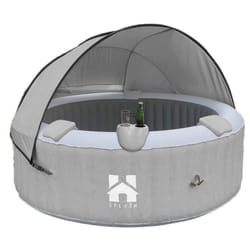 Home Deluxe - Idromassaggio da esterno incl. cuscino, portabibite e cappottina parasole splash - Ø208 cm 6 persone Colore: Grigio, Caratteristiche: