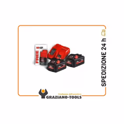 Dotazione Kit: N.01 Caricabatteria rapido N.02 Batterie M18 5.5Ah N.01 Batteria M12 2.0Ah N.01 Borsa in tela