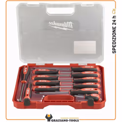 UTENSILI PROFESSIONALI MILWAUKEE SET 12 GIRAVITI MILWAUKEE MAGNETIC TIP Impugnatura estremamente maneggevole che consente all ...