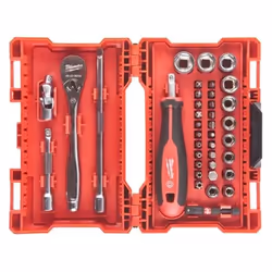 Milawaukee - Set di chiavi a cricchetto, bussole e punte, 1/4, 38 pezzi