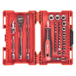 Milawaukee - Set di chiavi a cricchetto, bussole e punte, 1/4', 38 pezzi