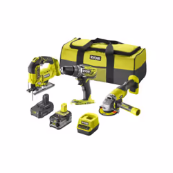 Descrizione : Questo pacchetto di 3 utensili RYOBI 18V One+ - 2 batterie 4.0Ah - 2.0Ah - 1 caricabatterie comprende un seghet ...